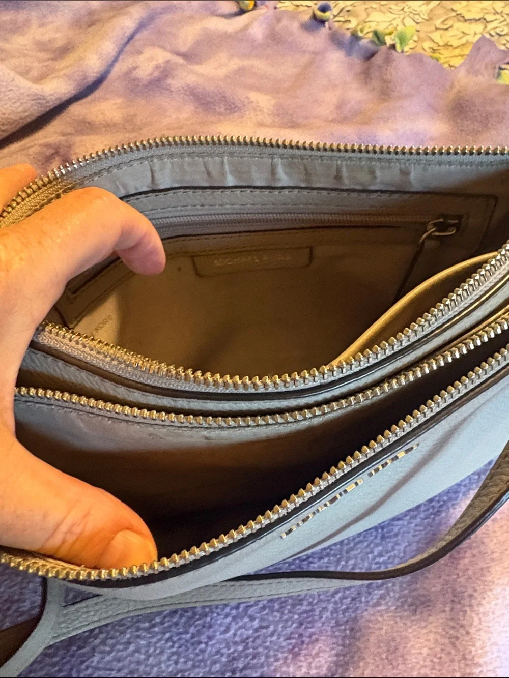 Michael Kors Pebbled Leather Crossbody Bag in Gray